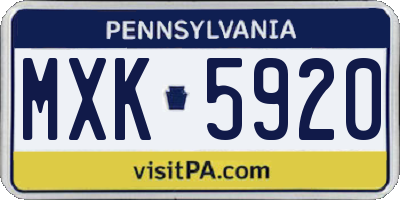 PA license plate MXK5920