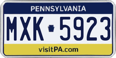 PA license plate MXK5923