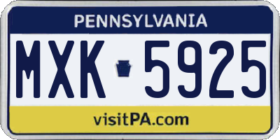 PA license plate MXK5925