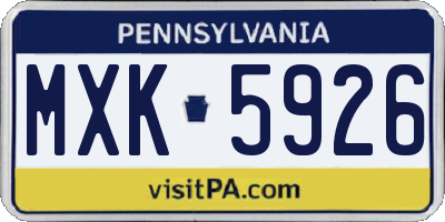 PA license plate MXK5926