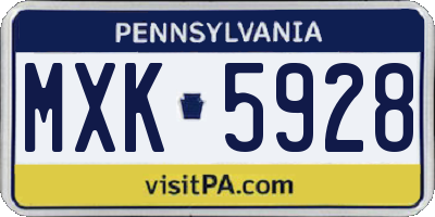 PA license plate MXK5928