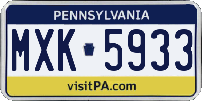 PA license plate MXK5933