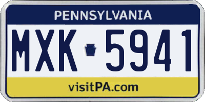 PA license plate MXK5941