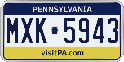PA license plate MXK5943