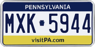 PA license plate MXK5944