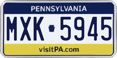 PA license plate MXK5945