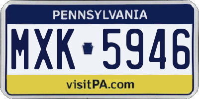 PA license plate MXK5946