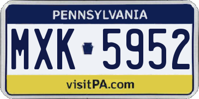 PA license plate MXK5952