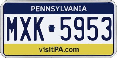 PA license plate MXK5953