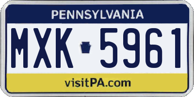 PA license plate MXK5961