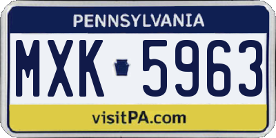 PA license plate MXK5963