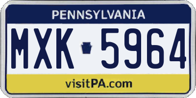 PA license plate MXK5964