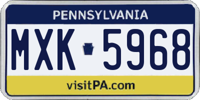 PA license plate MXK5968