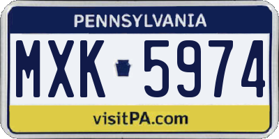 PA license plate MXK5974