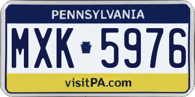 PA license plate MXK5976
