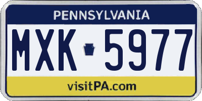 PA license plate MXK5977