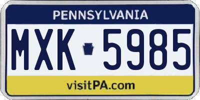 PA license plate MXK5985