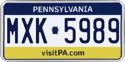 PA license plate MXK5989