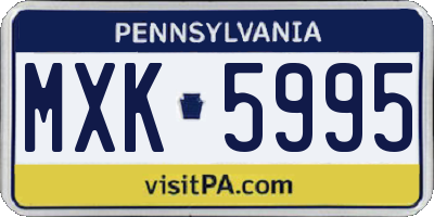 PA license plate MXK5995