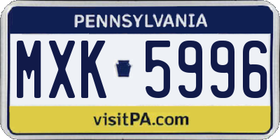 PA license plate MXK5996