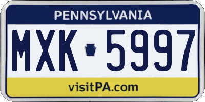 PA license plate MXK5997