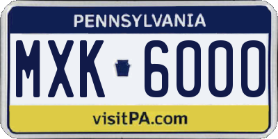 PA license plate MXK6000
