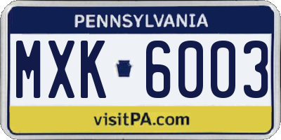 PA license plate MXK6003