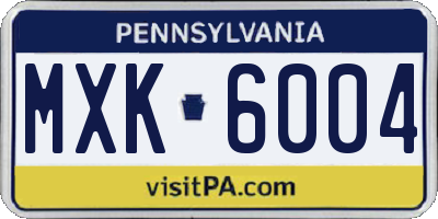 PA license plate MXK6004