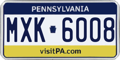 PA license plate MXK6008
