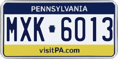 PA license plate MXK6013