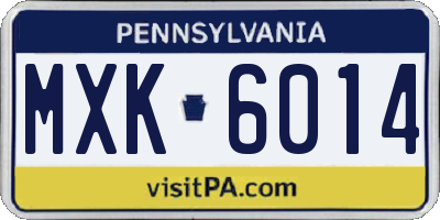 PA license plate MXK6014