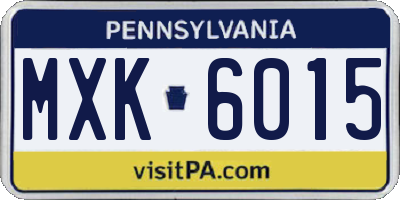 PA license plate MXK6015