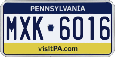 PA license plate MXK6016