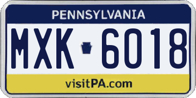 PA license plate MXK6018