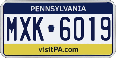 PA license plate MXK6019