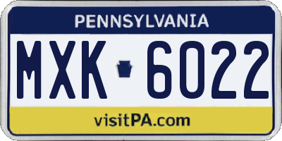 PA license plate MXK6022