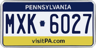 PA license plate MXK6027