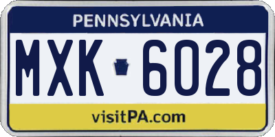 PA license plate MXK6028