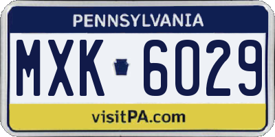 PA license plate MXK6029