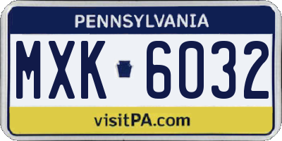 PA license plate MXK6032