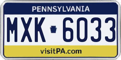 PA license plate MXK6033