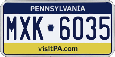 PA license plate MXK6035