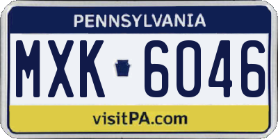 PA license plate MXK6046