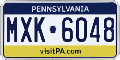 PA license plate MXK6048