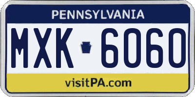 PA license plate MXK6060