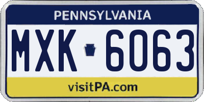 PA license plate MXK6063
