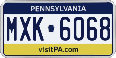 PA license plate MXK6068