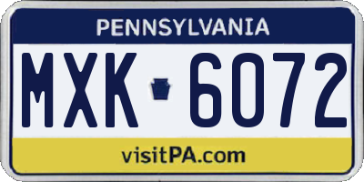 PA license plate MXK6072