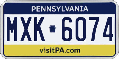 PA license plate MXK6074