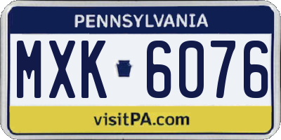 PA license plate MXK6076